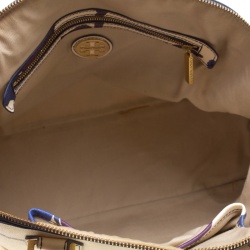 Pre Owned حقيبة توري برش قبة روبينسون كبيرة طباعة زهور متعددة الألوان/ بيج فاتحة