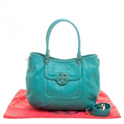 Pre Owned Tory Burch Turquoise Leather Amanda Hobo