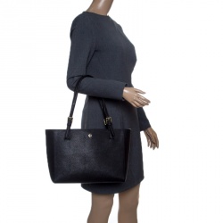 Pre Owned حقيبة يد توري برش يورك إبزيم متوسطة جلد سوداء