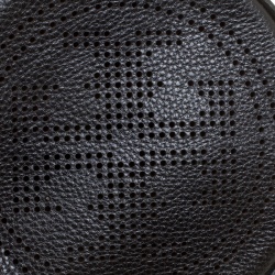 Pre Owned Tory Burch Black Leather Perforated Logo Round Crossbody Bag