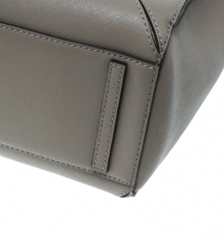 Pre Owned Tory Burch Grey Leather Robinson Zip Top Tote