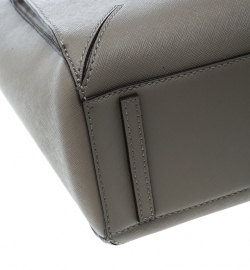 Pre Owned Tory Burch Grey Leather Robinson Zip Top Tote