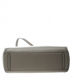 Pre Owned Tory Burch Grey Leather Robinson Zip Top Tote