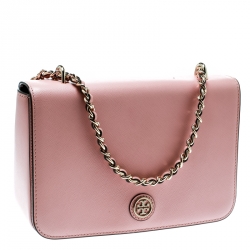 Pre Owned Tory Burch Pink Leather Robinson Shoulder Bag 
