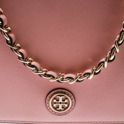 Pre Owned Tory Burch Pink Leather Robinson Shoulder Bag 