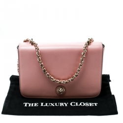 Pre Owned Tory Burch Pink Leather Robinson Shoulder Bag 