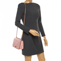Pre Owned Tory Burch Pink Leather Robinson Shoulder Bag 