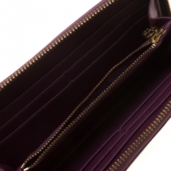 Pre Owned محفظة توري برش سحاب ملتف جلد عنابية