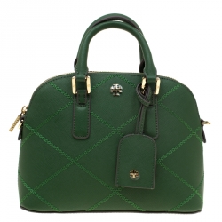 Tory Burch Green Leather Mini Stitched Robinson Satchel Tory Burch TLC