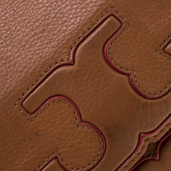 Pre Owned Tory Burch Brown Leather Flap Crossbody Bag