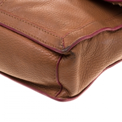 Pre Owned Tory Burch Brown Leather Flap Crossbody Bag