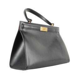 Pre Owned Tory Burch Black Leather Lee Radziwill Satchel 