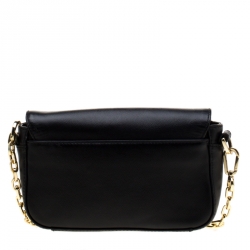 Pre Owned حقيبة كروس توري برش روبينسون جلد سوداء