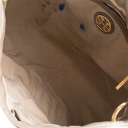 Pre Owned حقيبة  كتف توري برش جلد بني/رصاصي