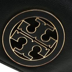 Pre Owned Tory Burch Black Leather Raphael Logo Crossbody Bag