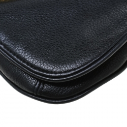 Pre Owned Tory Burch Black Leather Raphael Logo Crossbody Bag