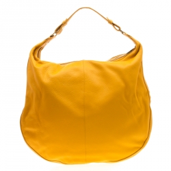 Pre Owned Tory Burch Mustard Leather Amanda  Flat Hobo