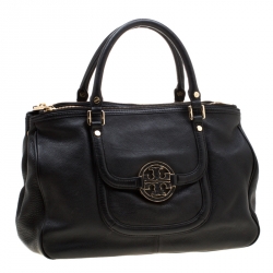 Pre Owned Tory Burch Black Leather Amanda Hobo