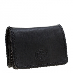 Pre Owned Tory Burch Black Leather Marion Combo Crossbody Bag