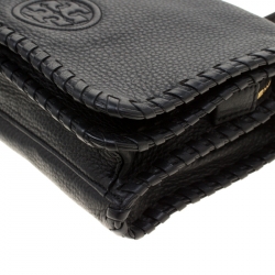 Pre Owned Tory Burch Black Leather Marion Combo Crossbody Bag