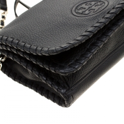 Pre Owned Tory Burch Black Leather Marion Combo Crossbody Bag