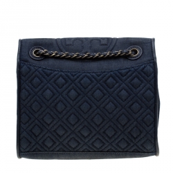 Tory Burch Blue Denim Fleming Quilted Crossbody Bag 