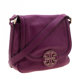 Tory Burch Purple Leather Amanda Crossbody Bag