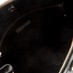 Pre Owned حقيبة يد توري برش روبينسون سحاب مزدوج جلد قصة ليزر زهور سوداء