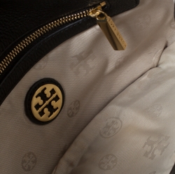 Pre Owned Tory Burch Black Leather Raphael Logo Crossbody Bag