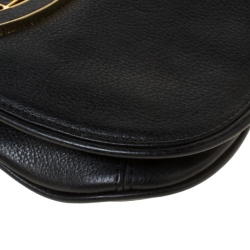 Pre Owned Tory Burch Black Leather Raphael Logo Crossbody Bag