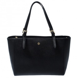 Tory Burch York Buckle Tote Black Bag Purse Handbag Straps