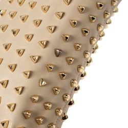Pre Owned Tory Burch Beige Leather Studded Wristlet Clutch