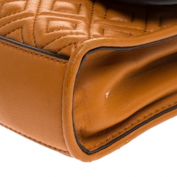 Pre Owned Tory Burch Orange Leather Small Fleming Shoulder Bag