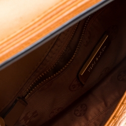 Pre Owned Tory Burch Orange Leather Small Fleming Shoulder Bag