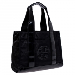 مملوكة مسبقًا Tory Burch Black Nylon and Leather Ella Tote
