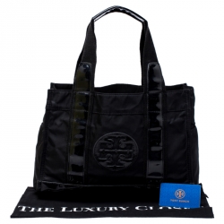 مملوكة مسبقًا Tory Burch Black Nylon and Leather Ella Tote