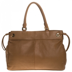 Pre Owned حقيبة يد توري برش رباط قفل جلد بنية