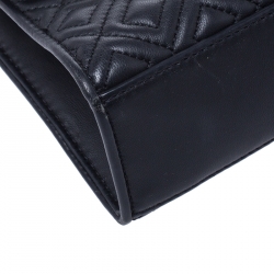 Pre Owned Tory Burch Black Leather Fleming Convertible Shoulder Bag