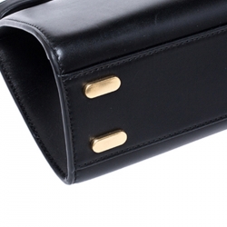 Pre Owned Tory Burch Black Leather Small Lee Radziwill Top Handle Bag