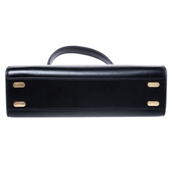 Pre Owned Tory Burch Black Leather Small Lee Radziwill Top Handle Bag