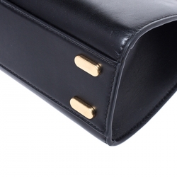 Pre Owned Tory Burch Black Leather Small Lee Radziwill Top Handle Bag