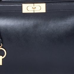 Pre Owned Tory Burch Black Leather Small Lee Radziwill Top Handle Bag