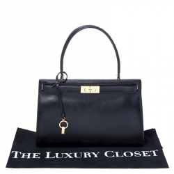 Pre Owned Tory Burch Black Leather Small Lee Radziwill Top Handle Bag