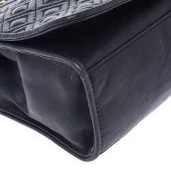 Pre Owned حقيبة كروس توري برش  فليمينغ جلد سوداء