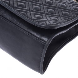 Pre Owned حقيبة كروس توري برش  فليمينغ جلد سوداء