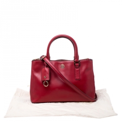 Pre Owned  Tory Burch Red Saffiano Leather Robinson Double Zip Tote