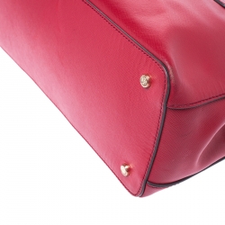 Pre Owned  Tory Burch Red Saffiano Leather Robinson Double Zip Tote