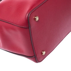 Pre Owned  Tory Burch Red Saffiano Leather Robinson Double Zip Tote