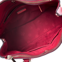 Pre Owned  Tory Burch Red Saffiano Leather Robinson Double Zip Tote