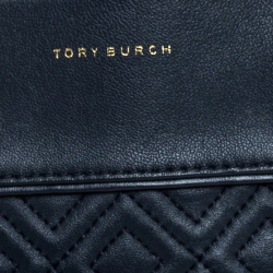 Pre Owned Tory Burch Blue Leather Small Fleming Tote